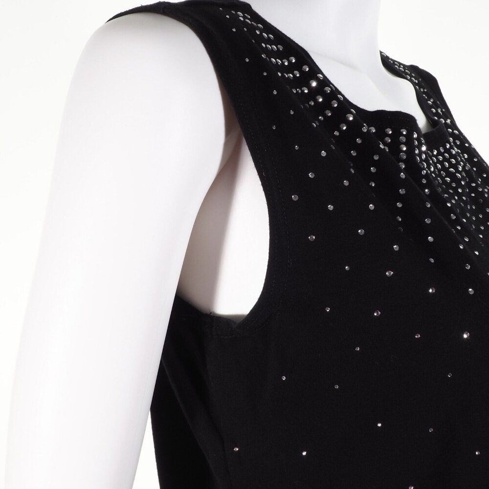 Knit de Knit Top Size Small Sunburst Embellished Studs Silver Black Stretch - Picture 5 of 7